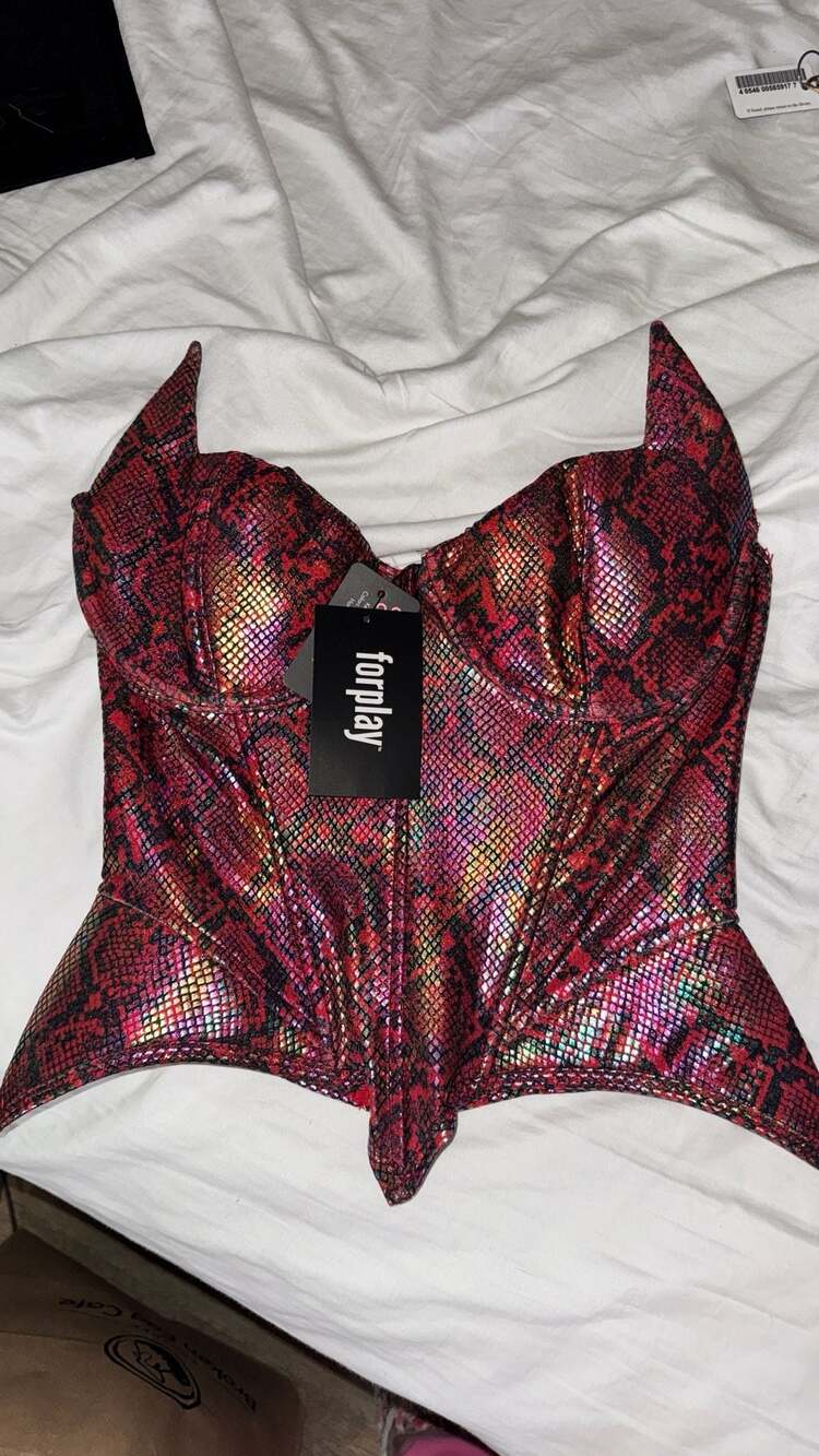 Forplay Snake Print Corset Top Pink